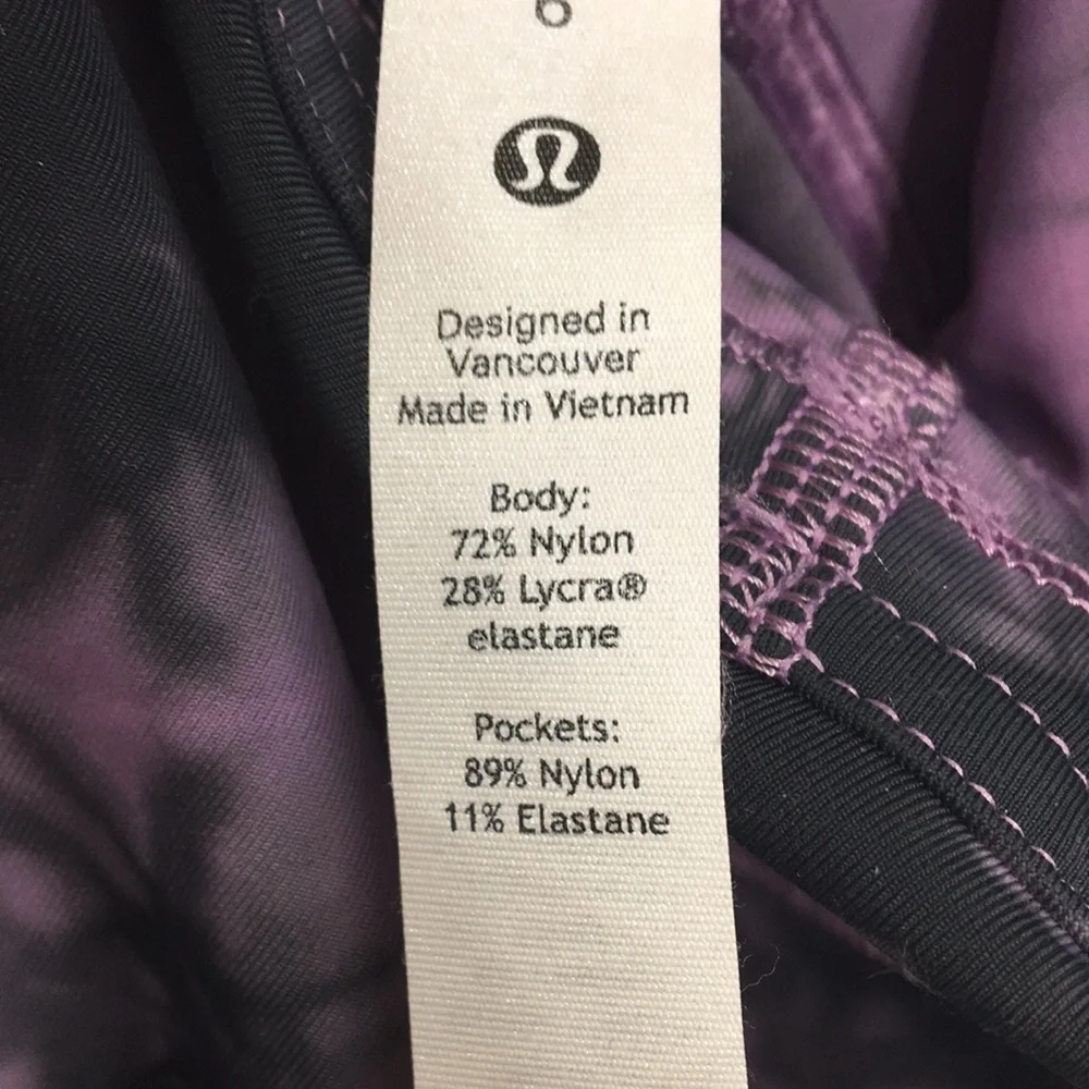 Lululemon Athletica Women’s Black and Purple Tie Dye Pants Size 6 Like-New